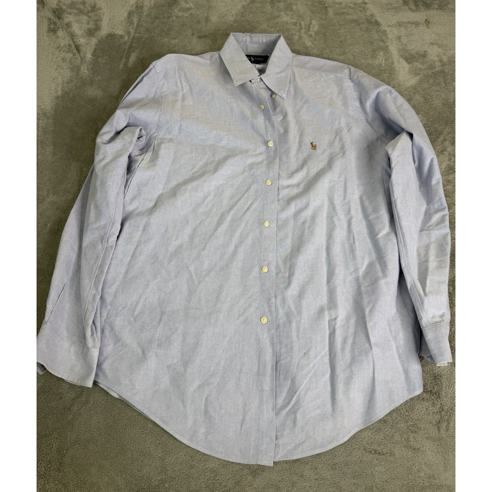 Ralph Lauren Yarmouth Button Down Shirt Men's Size 16 Blue Flesh Pony